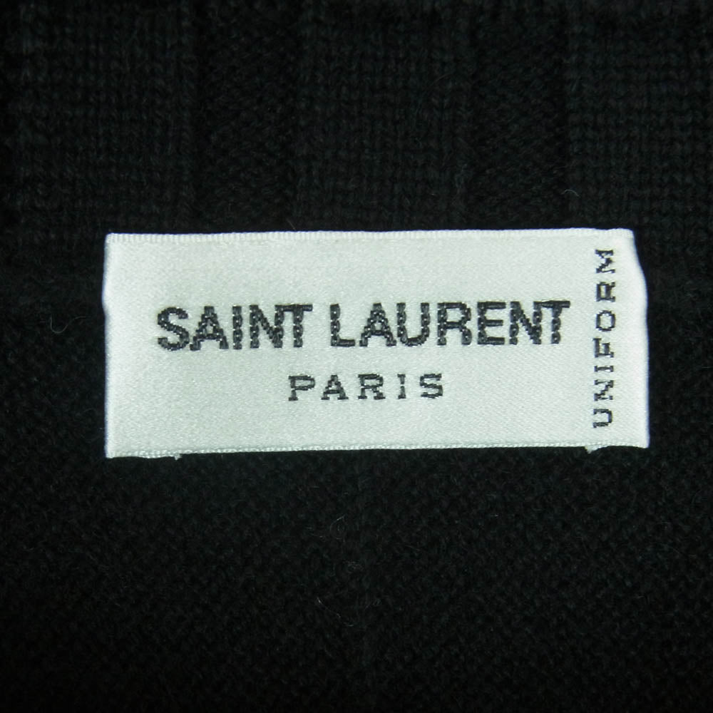 SAINT LAURENT サンローラン 622227 YALL2 カシミヤ 100% カシミア クルーネック 長袖 セーター ニット ブラック系 M【極上美品】【中古】