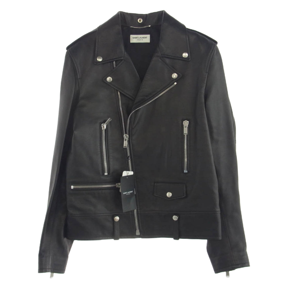 SAINT LAURENT サンローラン 484284 Y5YA2 L01 クラシック モーター サイクル レザー ライダース ジャケット ブラック系 46【極上美品】【中古】