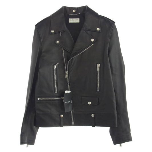 SAINT LAURENT サンローラン 484284 Y5YA2 L01 クラシック モーター サイクル レザー ライダース ジャケット ブラック系 46【極上美品】【中古】