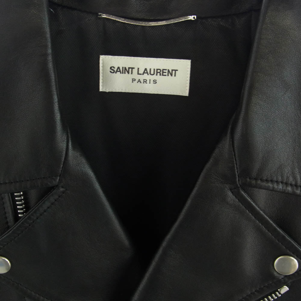 SAINT LAURENT サンローラン 484284 Y5YA2 L01 クラシック モーター サイクル レザー ライダース ジャケット ブラック系 46【極上美品】【中古】