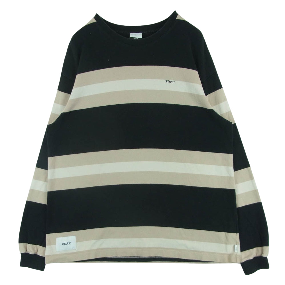WTAPS ダブルタップス 20SS 201ATDT-CSM27 VATOS LS TEE.COTTON ボーダー ロングスリーブ 長袖 Tシャツ ブラック系 ベージュ系 03【中古】