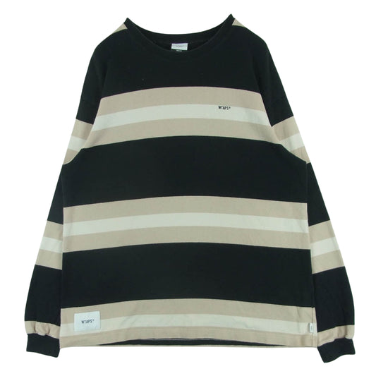 WTAPS ダブルタップス 20SS 201ATDT-CSM27 VATOS LS TEE.COTTON ボーダー ロングスリーブ 長袖 Tシャツ ブラック系 ベージュ系 03【中古】