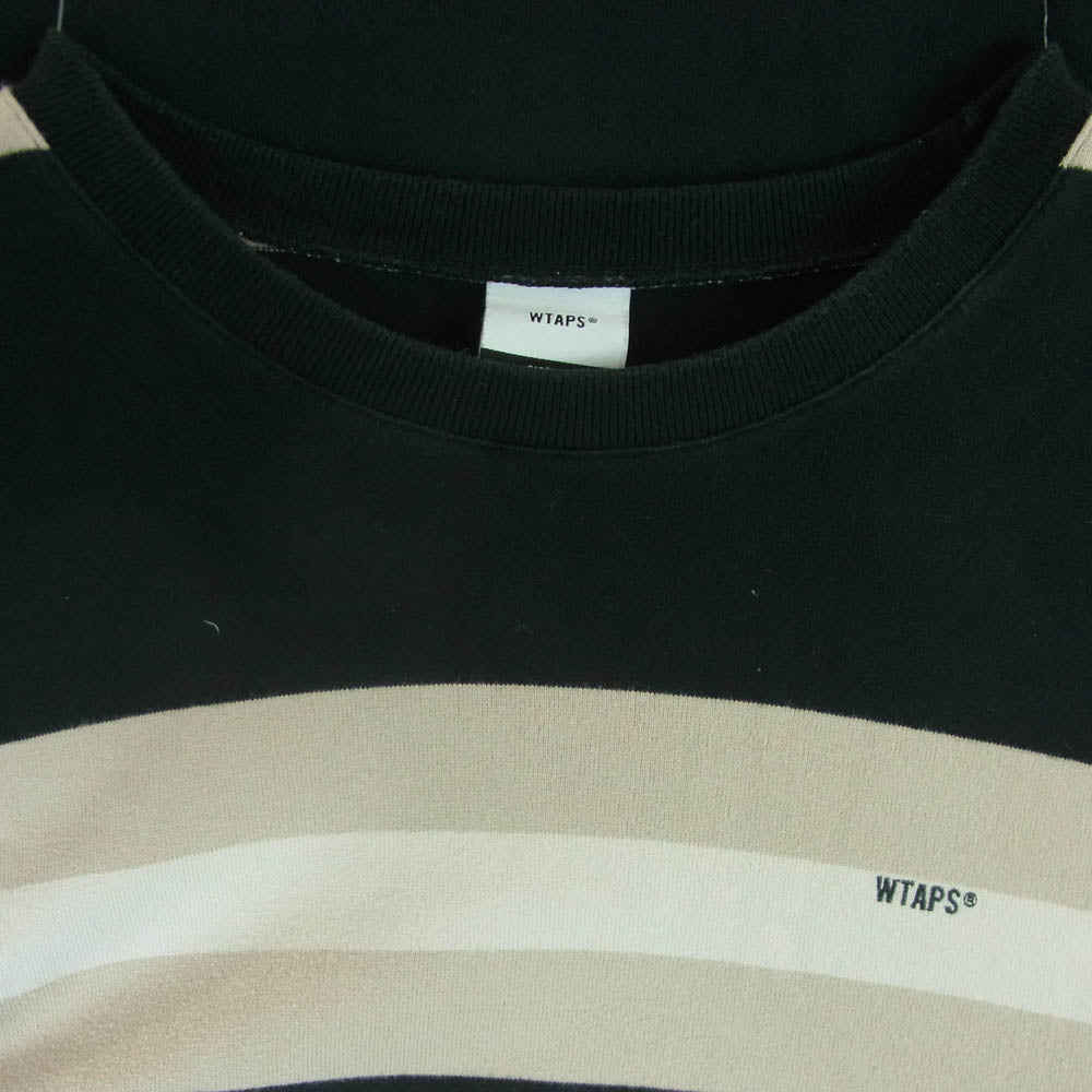 WTAPS ダブルタップス 20SS 201ATDT-CSM27 VATOS LS TEE.COTTON ボーダー ロングスリーブ 長袖 Tシャツ ブラック系 ベージュ系 03【中古】