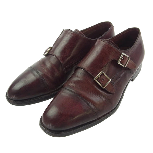 Santoni サントーニ イタリア製 ダブルモンク レザー シューズ ワインレッド系 6【中古】