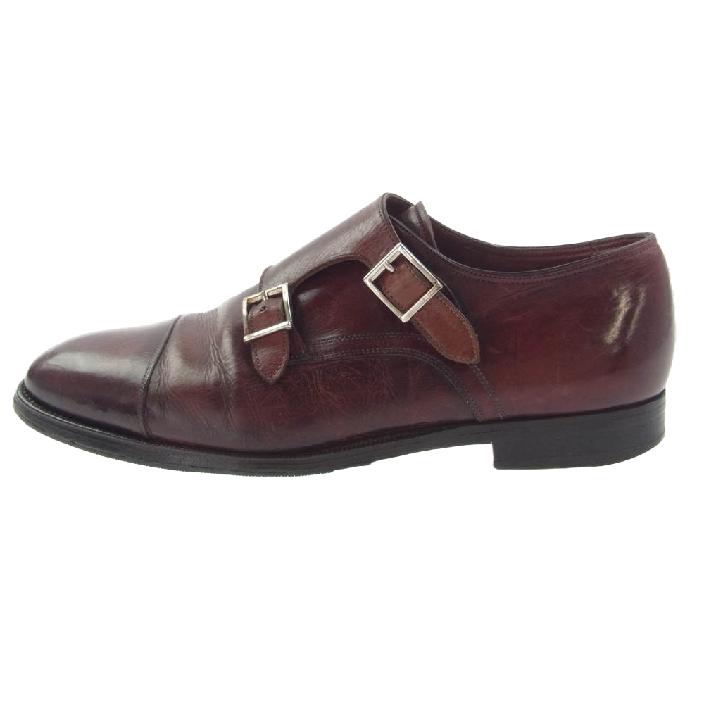 Santoni サントーニ イタリア製 ダブルモンク レザー シューズ ワインレッド系 6【中古】