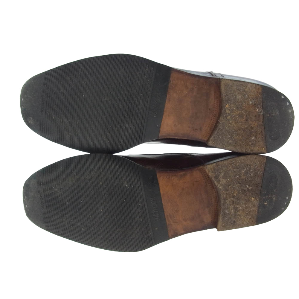 Santoni サントーニ イタリア製 ダブルモンク レザー シューズ ワインレッド系 6【中古】