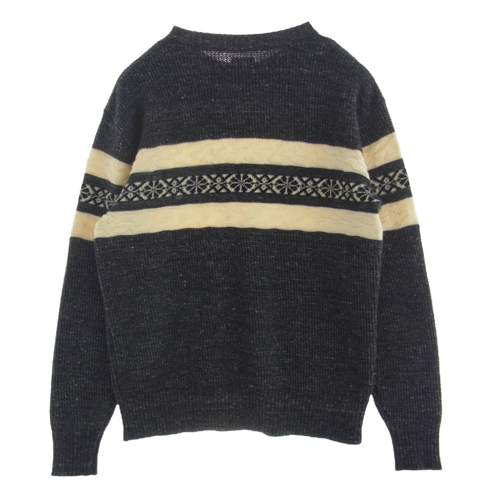 フィグベル PMAE-KN01 WOOL LINEN CREWNECK KNIT ウール リネン クルーネック ニット グレー系 オフホワイト系 2【中古】