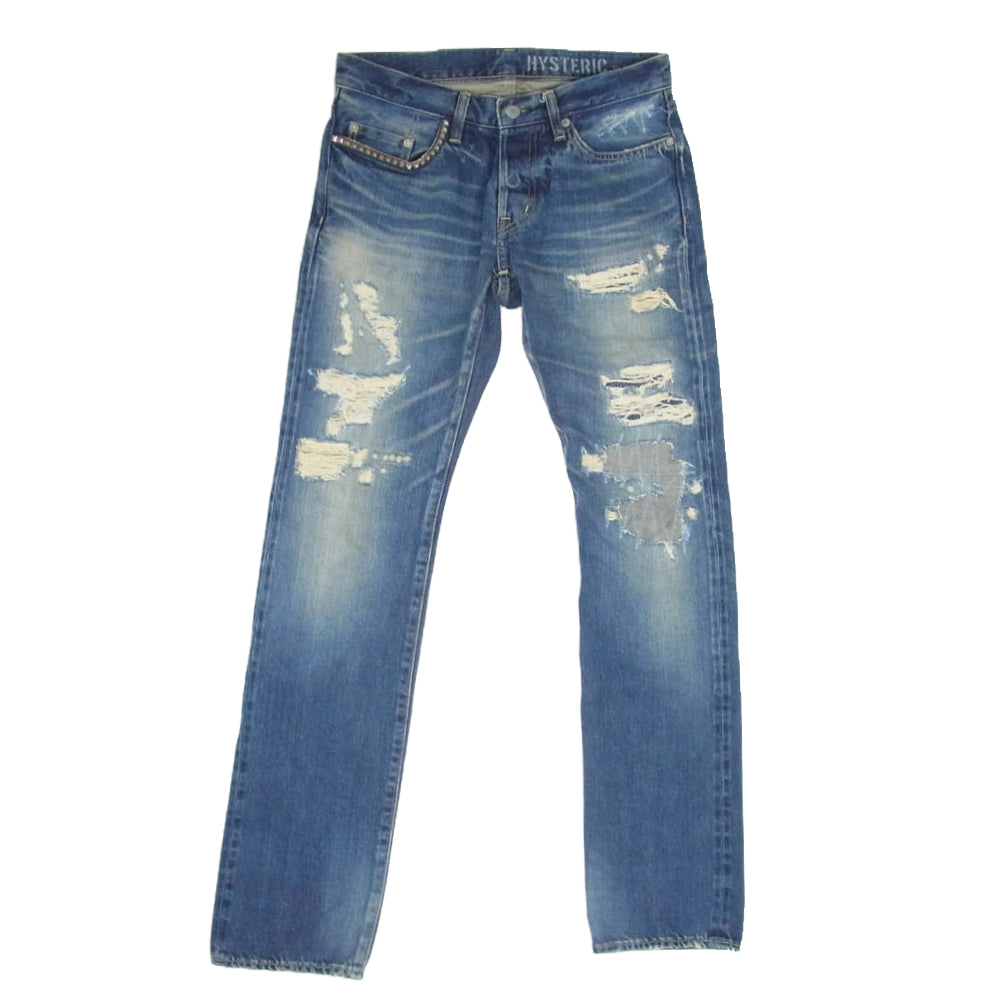 HYSTERIC GLAMOUR ヒステリックグラマー 0241AP09 CR加工 スタッズ デニムパンツ インディゴブルー系 30【中古】