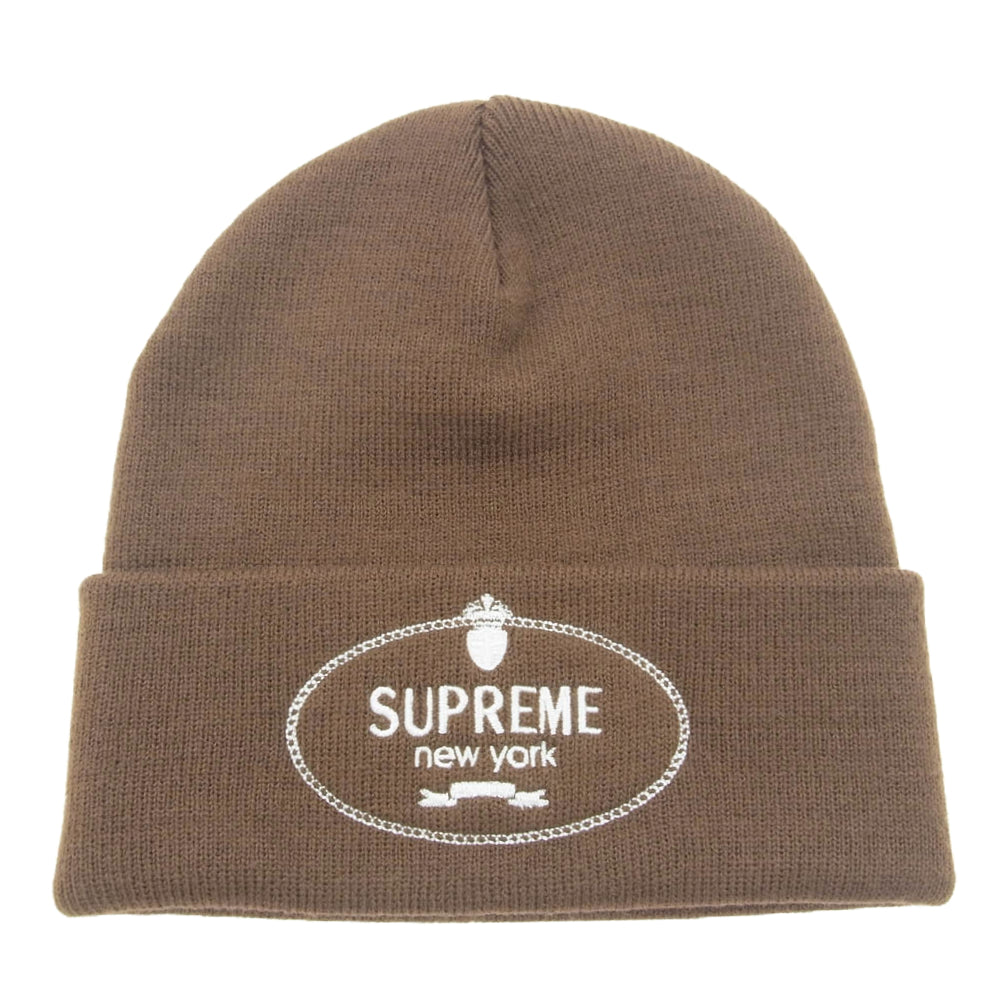 Supreme シュプリーム 24AW Crest Beanie クレスト ビーニー ニット帽 ニットキャップ ブラウン系【極上美品】【中古】