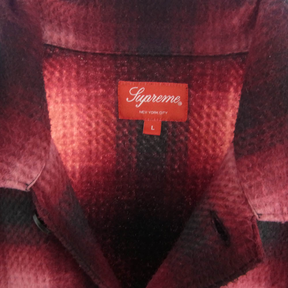 Supreme シュプリーム 20AW Shadow Plaid Fleece Shirt シャドウ プレイド フリース シャツ レッド系 L【中古】