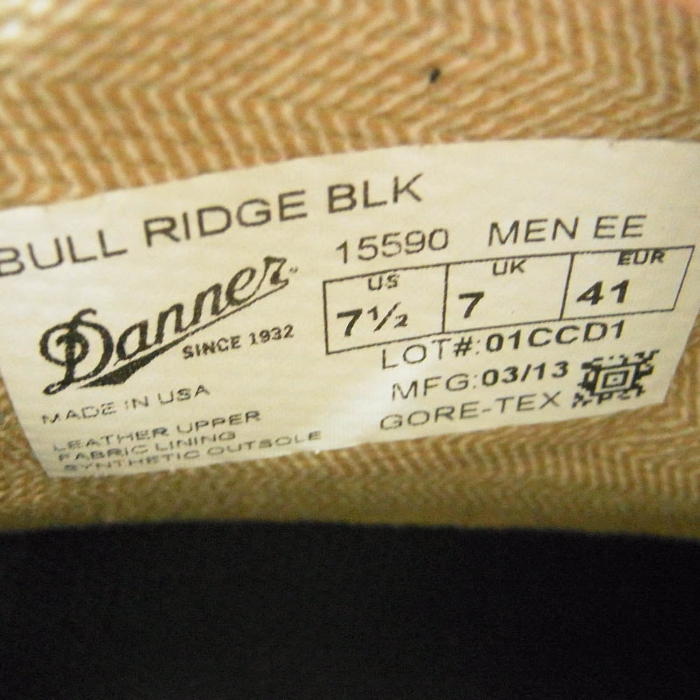 Danner ダナー 15590 USA製 BULL RIDGE ブル リッジ レースアップ レザー ブーツ GORE-TEX 防水 ブラック系 US7.5【中古】