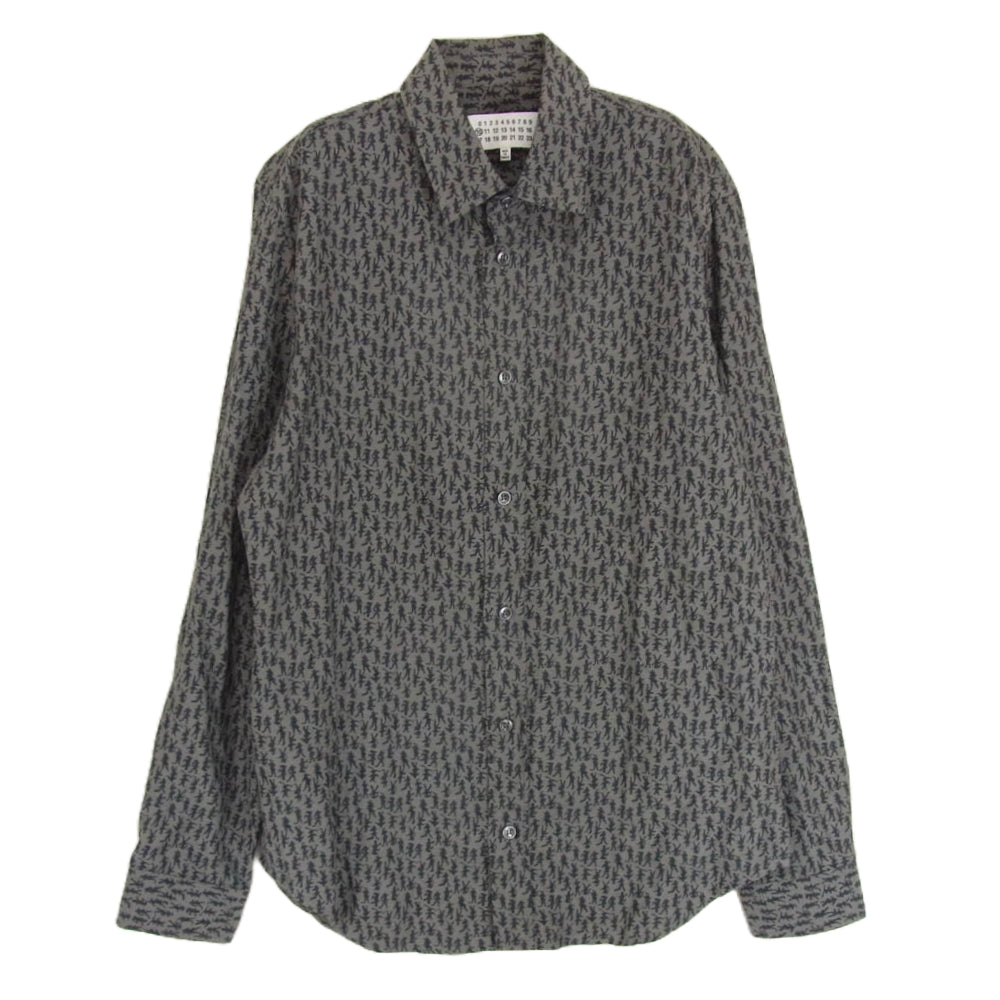 MAISON MARGIELA メゾンマルジェラ 16AW S50DL0292 10ライン 四つタグ レギュラーカラー 長袖 シャツ 総柄 グレー系 40【中古】