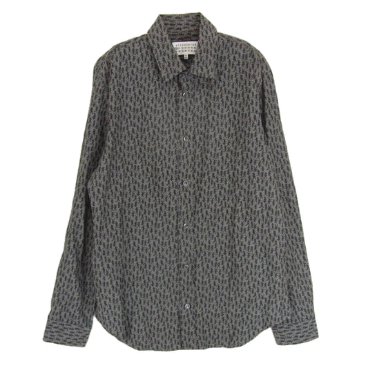 MAISON MARGIELA メゾンマルジェラ 16AW S50DL0292 10ライン 四つタグ レギュラーカラー 長袖 シャツ 総柄 グレー系 40【中古】