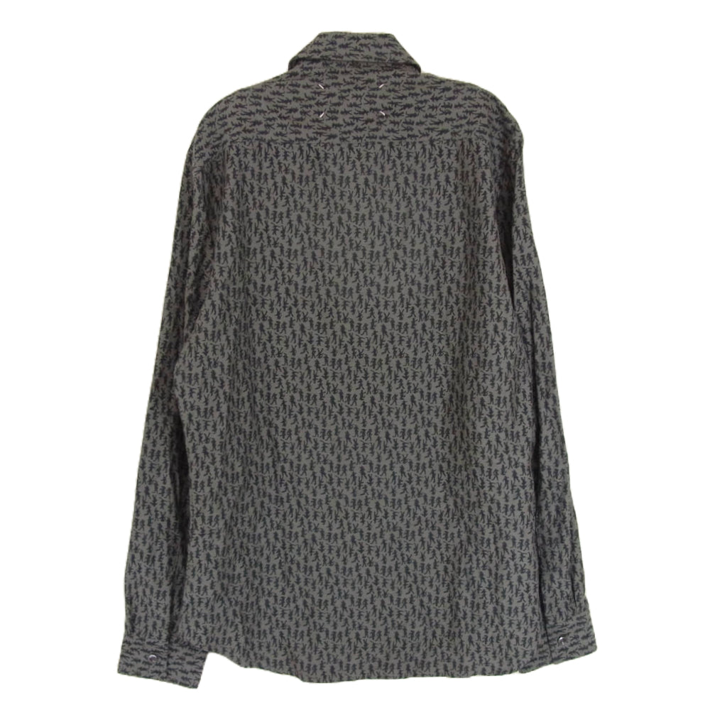 MAISON MARGIELA メゾンマルジェラ 16AW S50DL0292 10ライン 四つタグ レギュラーカラー 長袖 シャツ 総柄 グレー系 40【中古】
