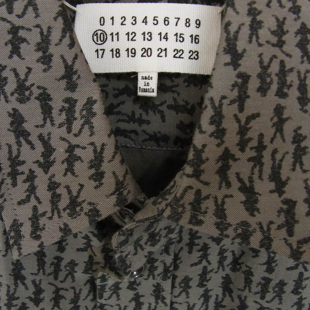 MAISON MARGIELA メゾンマルジェラ 16AW S50DL0292 10ライン 四つタグ レギュラーカラー 長袖 シャツ 総柄 グレー系 40【中古】