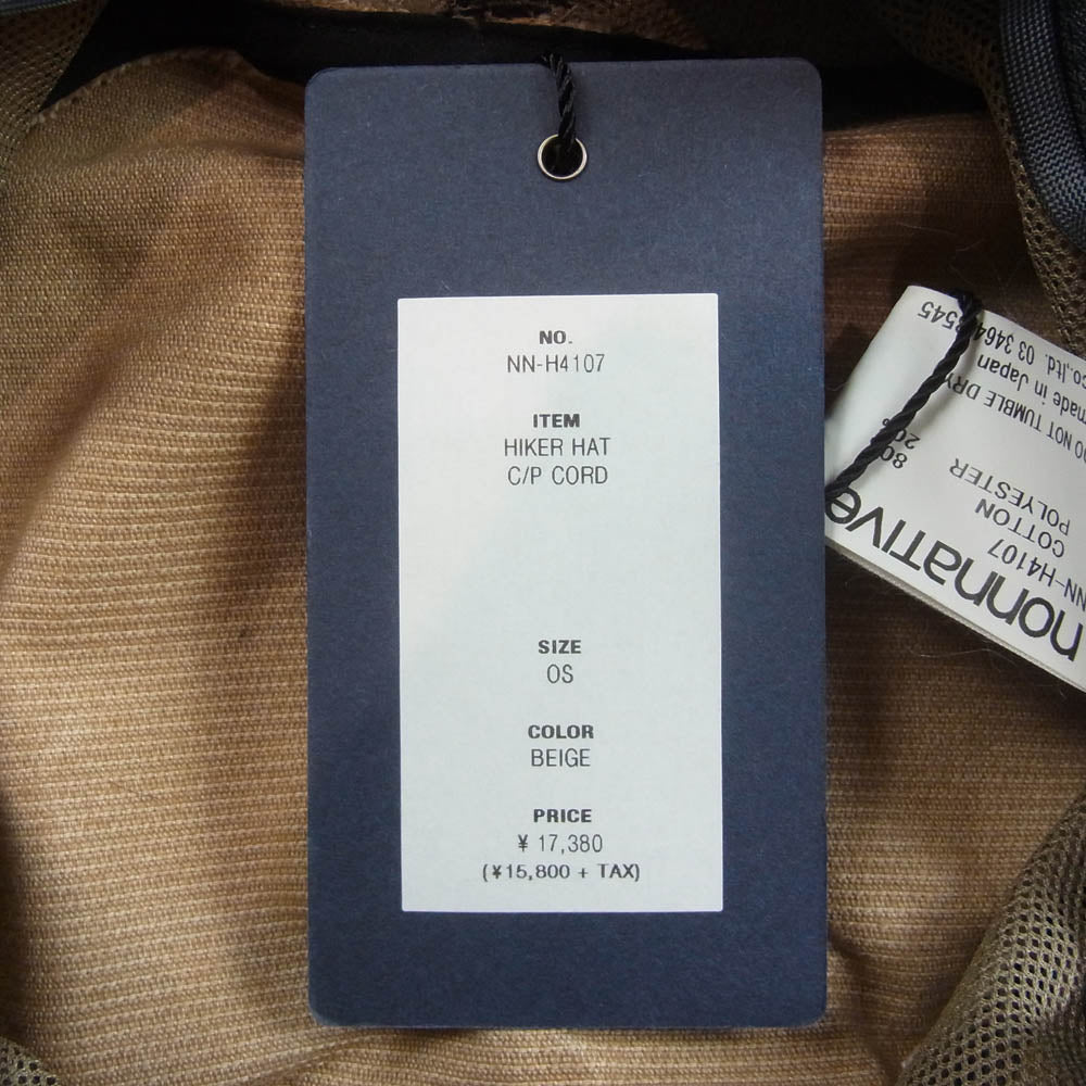 nonnative ノンネイティブ NN-H4107 HIKER HAT コーデュロイ ハット 帽子 ベージュ系 OS【新古品】【未使用】【中古】