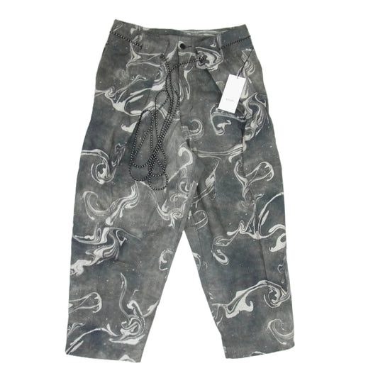 KUON クオン 114PT020200 Suminagashi Printed Hakama Trousers 墨流し ハカマ トラウザーズ パンツ チャコール系 L【美品】【中古】