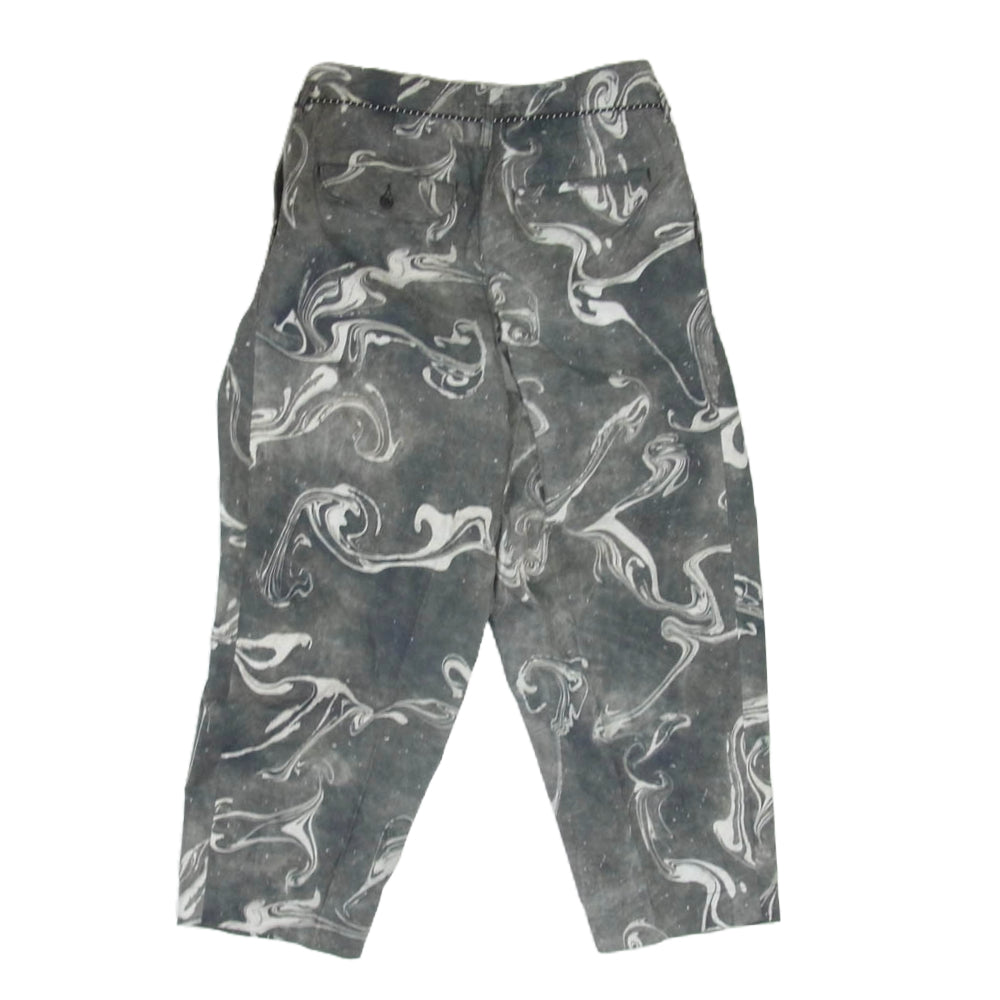 KUON クオン 114PT020200 Suminagashi Printed Hakama Trousers 墨流し ハカマ トラウザーズ パンツ チャコール系 L【美品】【中古】