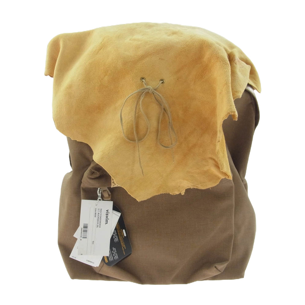 VISVIM ビズビム 24AW 124203003033 UT RUCKSACK 22L レザーフラップ ディアスキン リュックサック バックパック ベージュ系【新古品】【未使用】【中古】