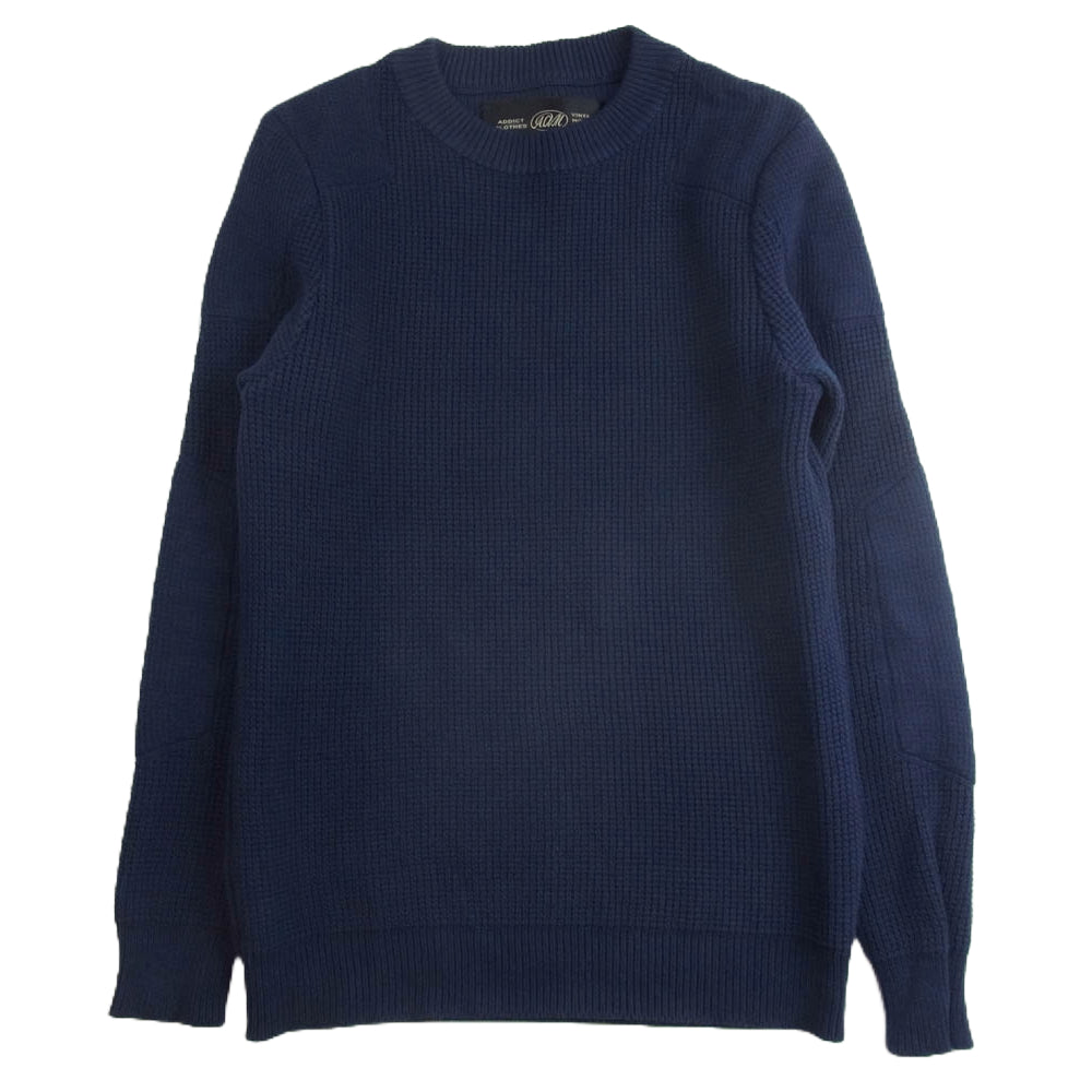 ADDICT CLOTHES アディクトクローズ パテッドワッフル コットン ニット ネイビー系 36【中古】