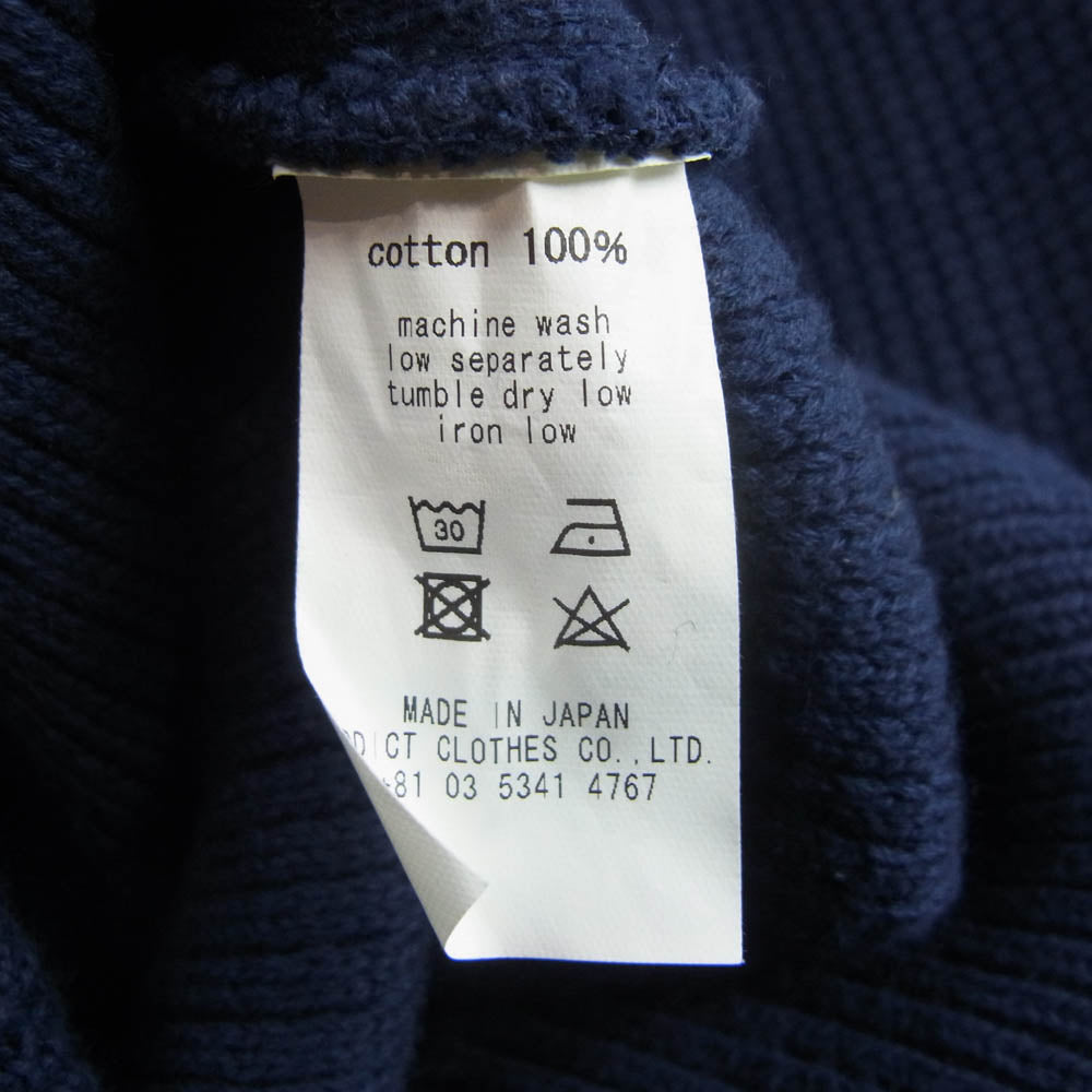 ADDICT CLOTHES アディクトクローズ パテッドワッフル コットン ニット ネイビー系 36【中古】