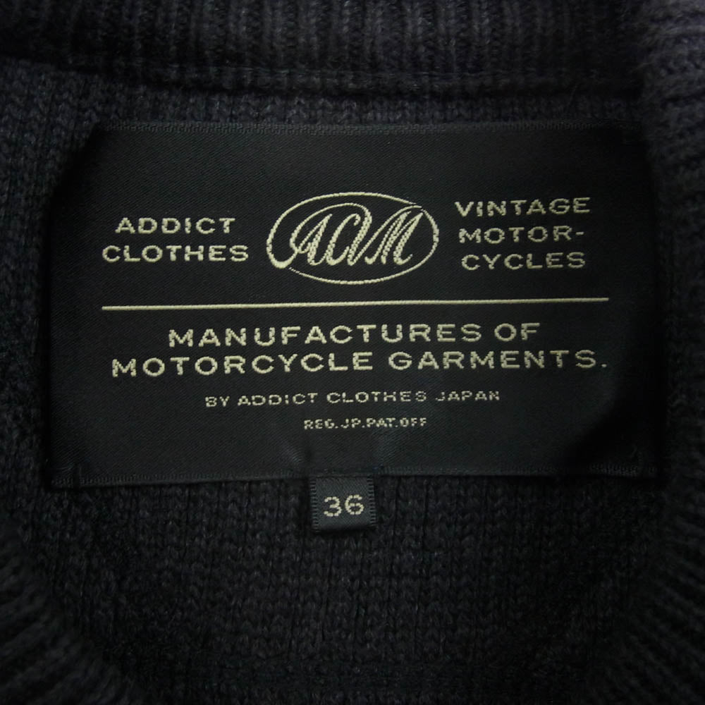 ADDICT CLOTHES アディクトクローズ パテッドワッフル コットン ニット ブラック系 36【中古】
