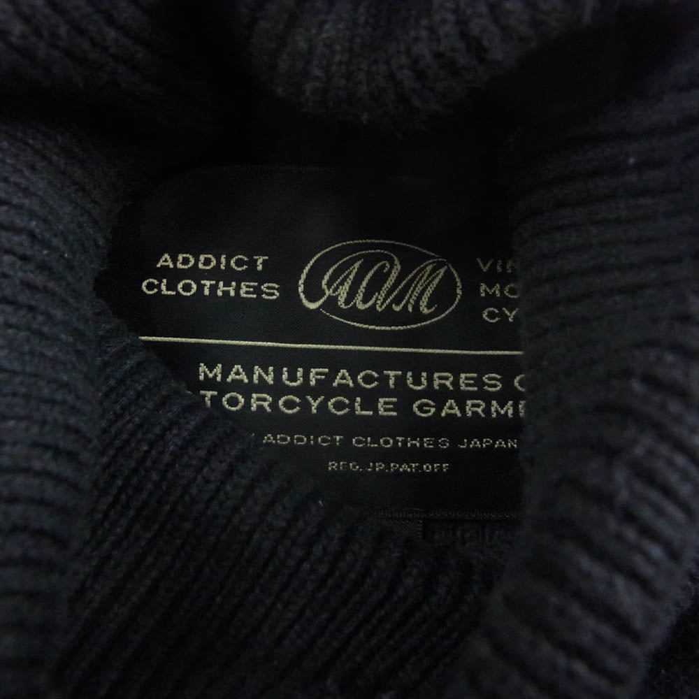 ADDICT CLOTHES アディクトクローズ ハイネック パテッドワッフル コットン ニット ブラック系 36【中古】
