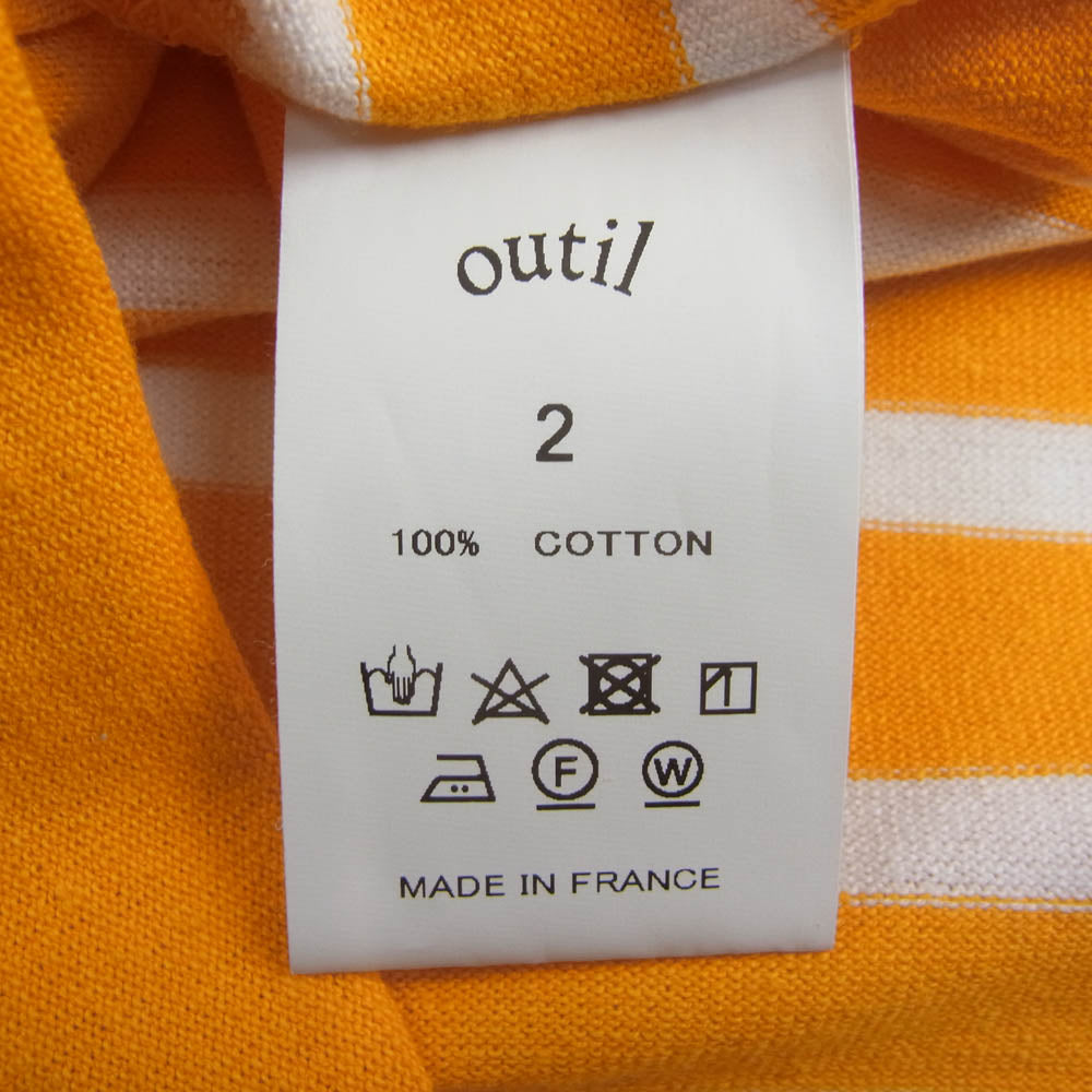 OUTIL ウティ OU-C007 TORICOT AAST バスク シャツ ストライプ 長袖 カットソー イエロー系 2【新古品】【未使用】【中古】