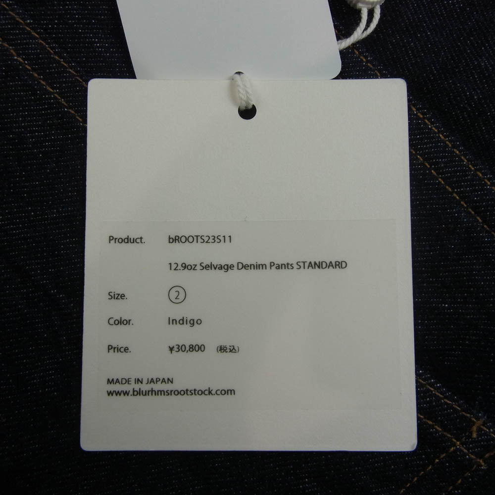 blurhms ブラームス 23SS ROOTSTOCK 12.9oz Selvage Denim Pants セルビッチ デニム パンツ ボタンフライ インディゴブルー系 2【極上美品】【中古】