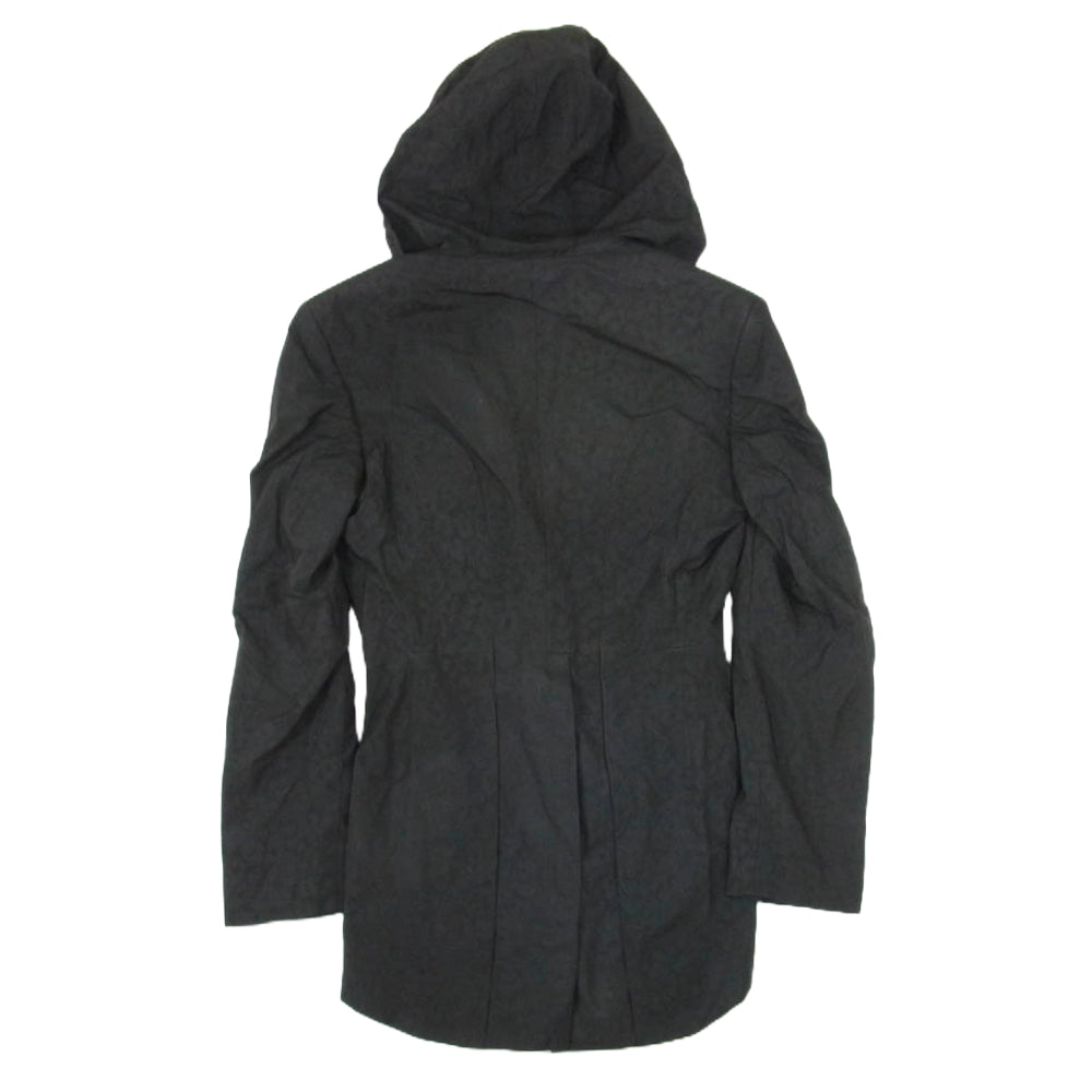 COMME des GARCONS HOMME PLUS コムデギャルソンオムプリュス PC-J013 AD2008 裏地ドット 総柄 燕尾 フード ジャケット ブラック系 S【中古】