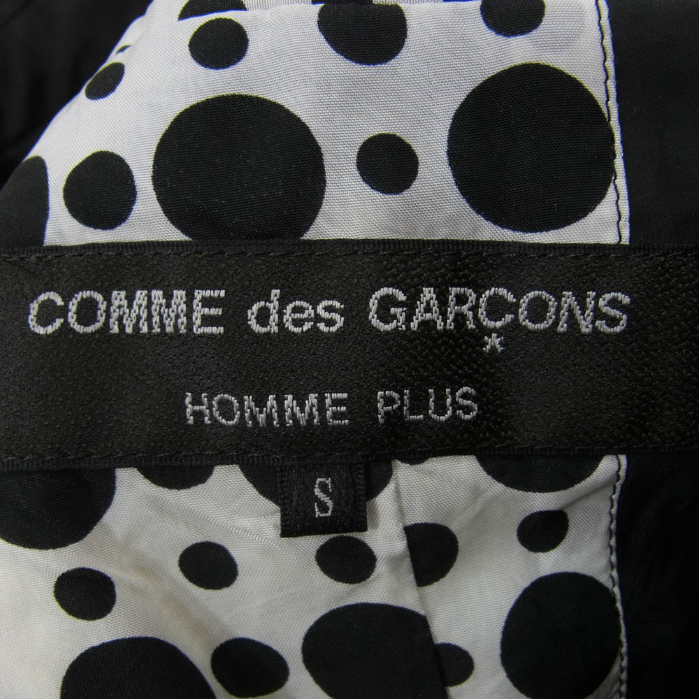 COMME des GARCONS HOMME PLUS コムデギャルソンオムプリュス PC-J013 AD2008 裏地ドット 総柄 燕尾 フード ジャケット ブラック系 S【中古】