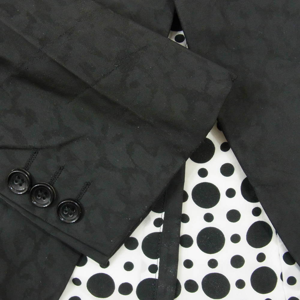 COMME des GARCONS HOMME PLUS コムデギャルソンオムプリュス PC-J013 AD2008 裏地ドット 総柄 燕尾 フード ジャケット ブラック系 S【中古】