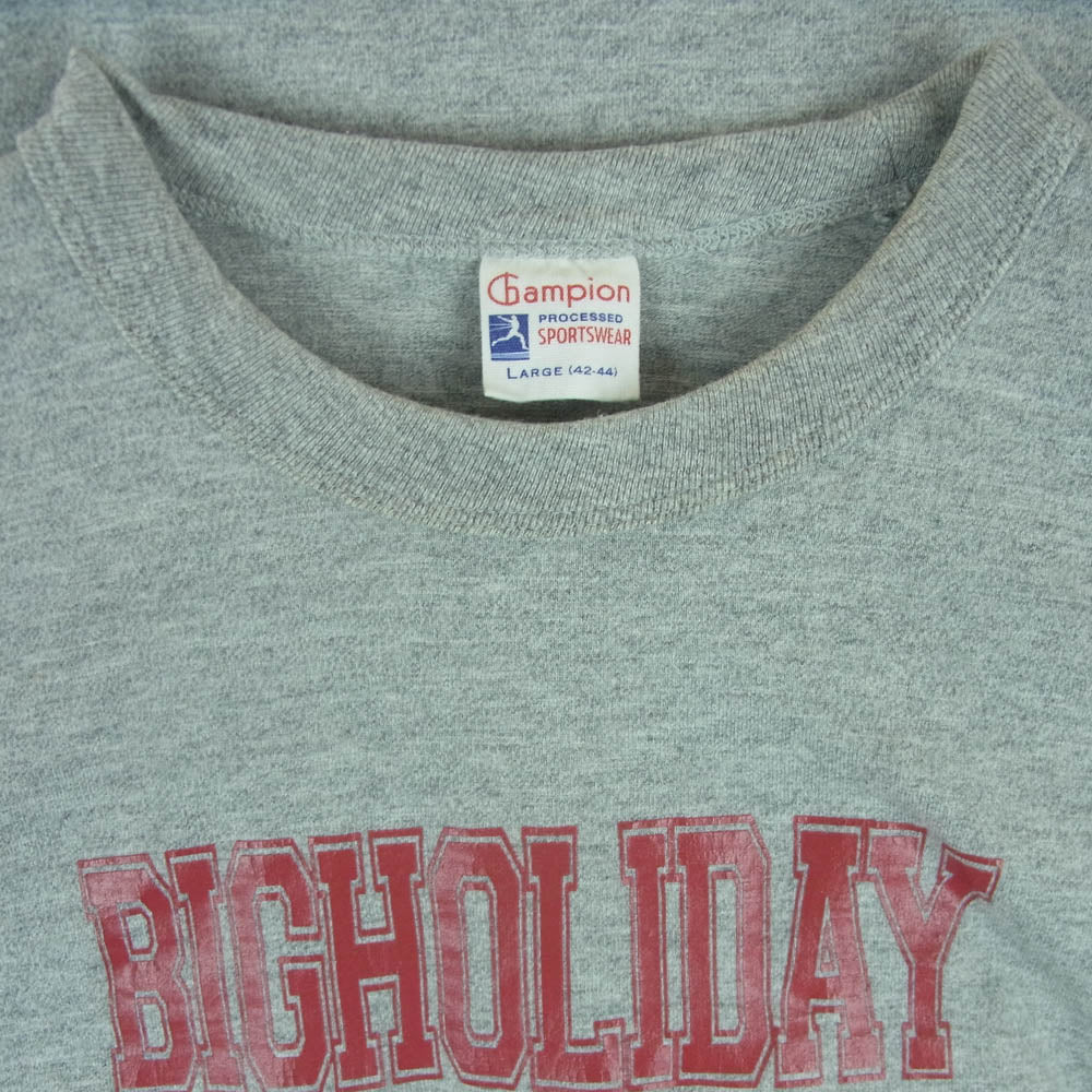 TMT ティーエムティー champion チャンピオン ランタグ 復刻 BIGHOLIDAY 半袖 Tシャツ 中国製 グレー系 L【中古】