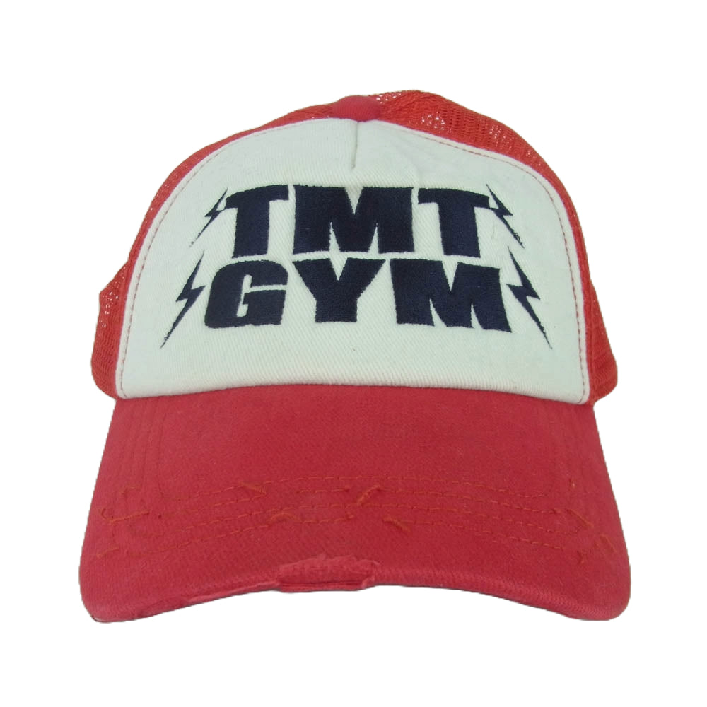 TMT ティーエムティー TMT GYM ロゴ メッシュ キャップ コットン 中国製 レッド系 ホワイト系 F【中古】