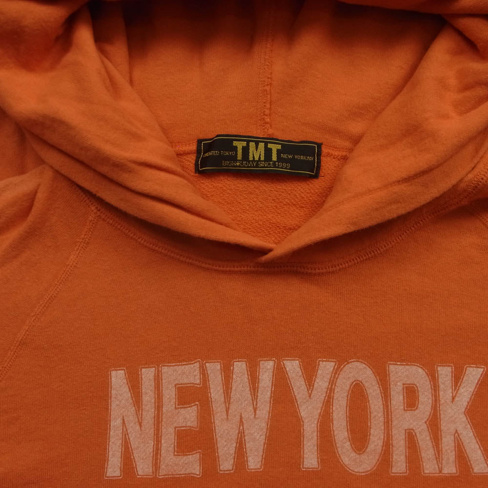 TMT ティーエムティー NEWYORK 1999 バック ロゴ スウェット パーカー コットン 日本製 オレンジ系 M【中古】
