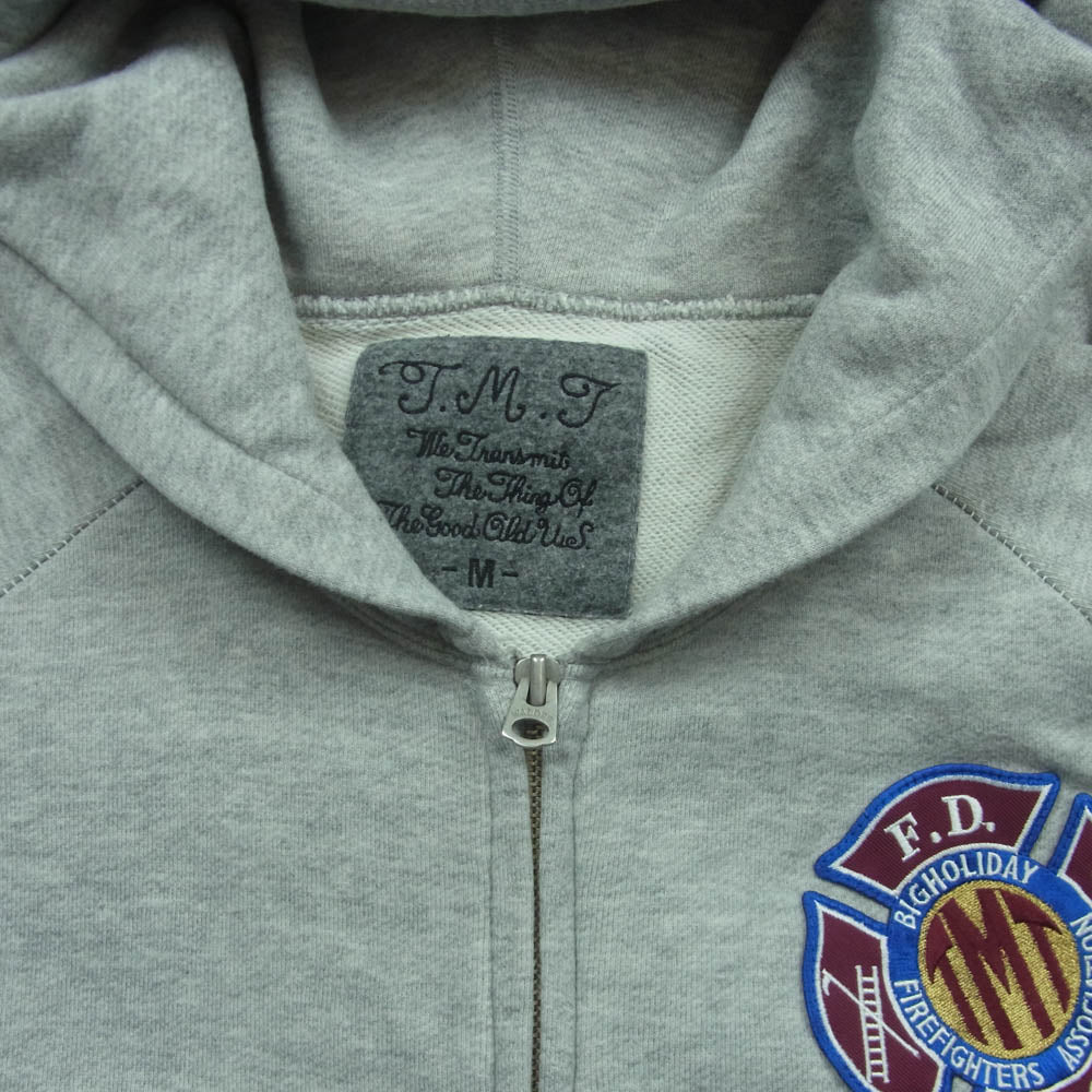TMT ティーエムティー THP-F0907 BIGHOLIDAY ロゴ ワッペン ジップ パーカー コットン 日本製 グレー系 M【中古】