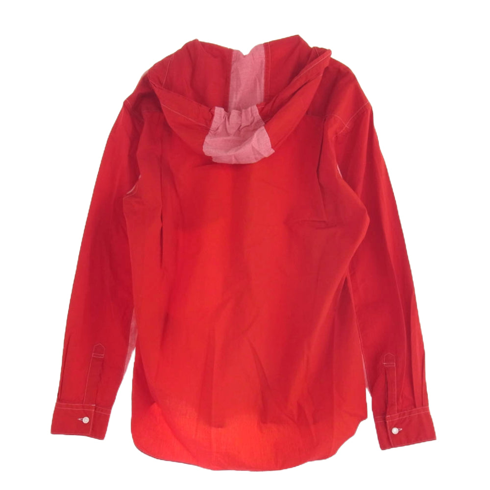 コムデギャルソンシャツ W19054 カラー切替 フーデッド シャツ 長袖 レッド系 XS【中古】