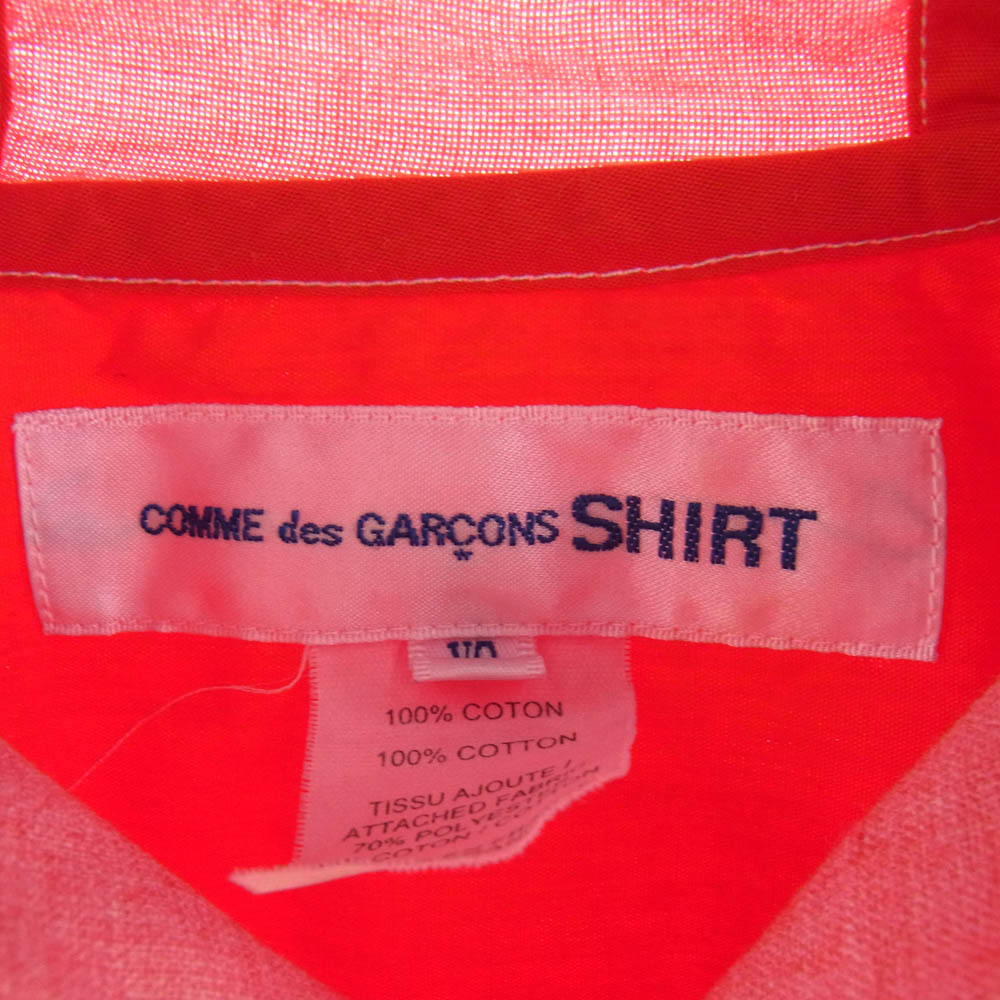 コムデギャルソンシャツ W19054 カラー切替 フーデッド シャツ 長袖 レッド系 XS【中古】