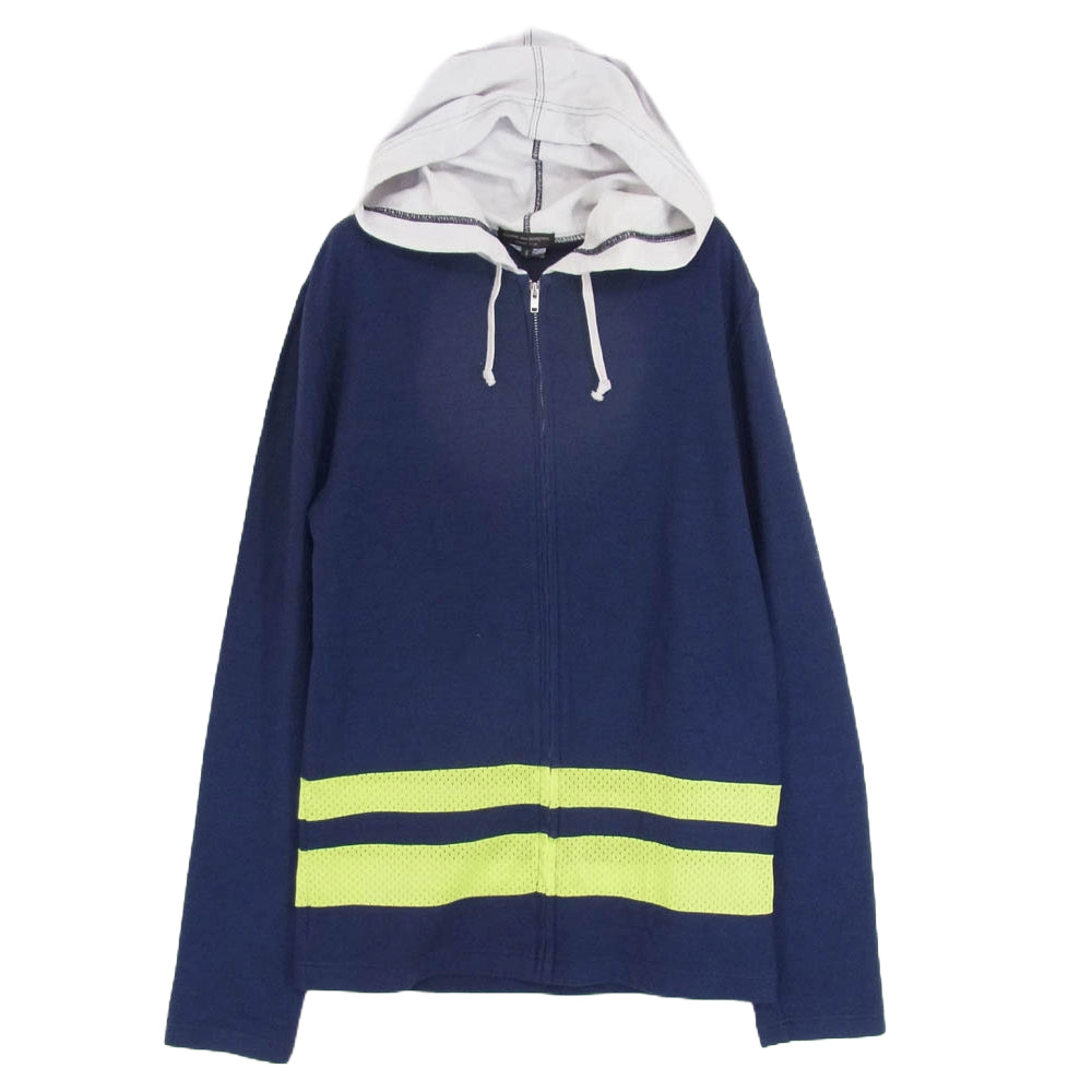 COMME des GARCONS HOMME PLUS コムデギャルソンオムプリュス AD2010 PF-T060 異素材切替 ジップアップ フーディー パーカー ネイビー系 S【中古】