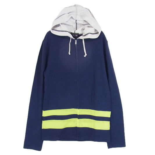 COMME des GARCONS HOMME PLUS コムデギャルソンオムプリュス AD2010 PF-T060 異素材切替 ジップアップ フーディー パーカー ネイビー系 S【中古】