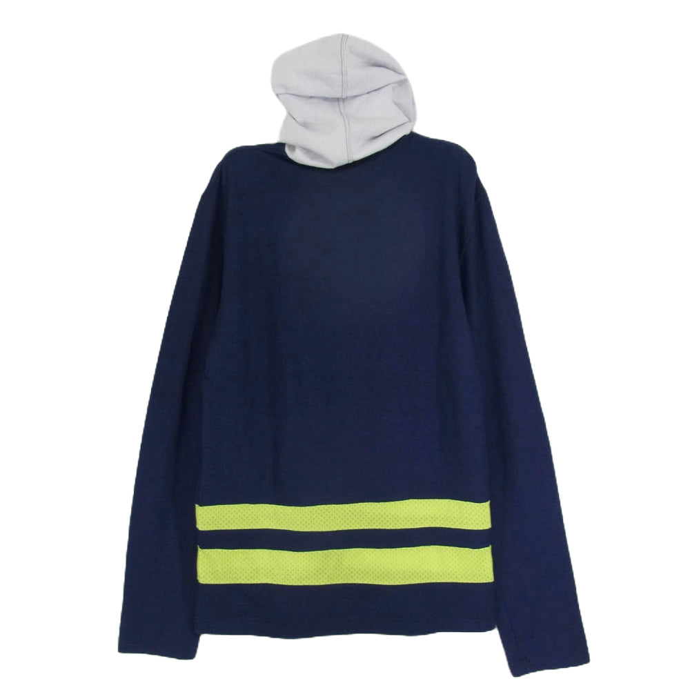 COMME des GARCONS HOMME PLUS コムデギャルソンオムプリュス AD2010 PF-T060 異素材切替 ジップアップ フーディー パーカー ネイビー系 S【中古】