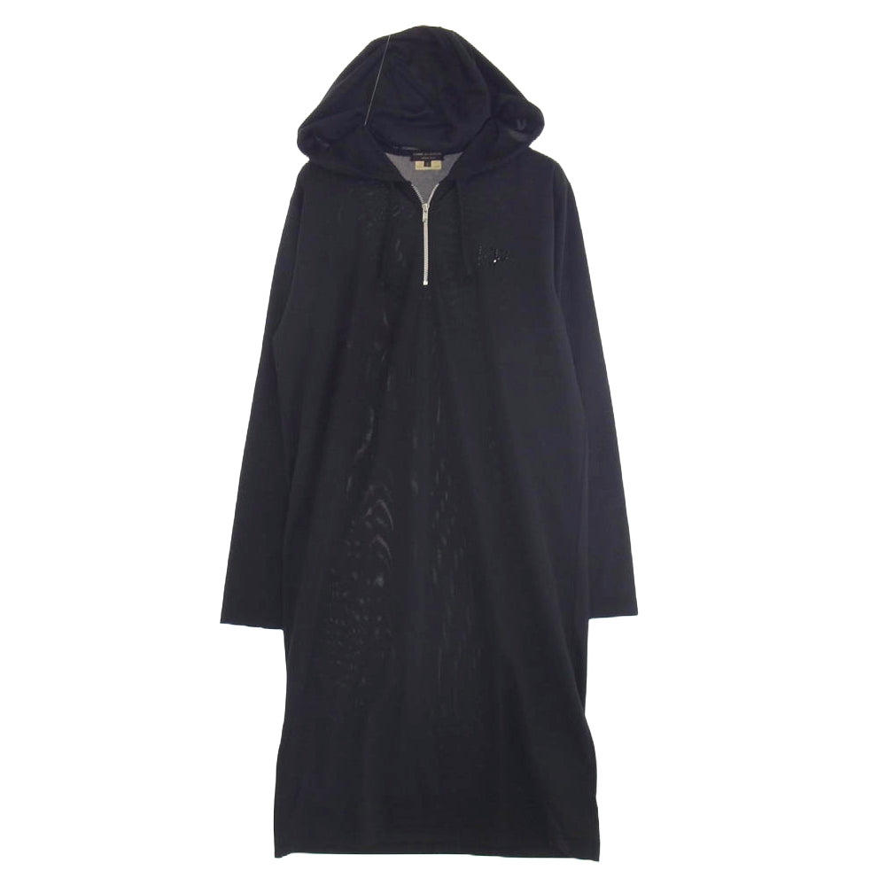 COMME des GARCONS HOMME PLUS コムデギャルソンオムプリュス AD2008 PC-T043 胸HP ロゴストーン ポリエステル フーデット ロング プルオーバー パーカー ブラック系 S【中古】