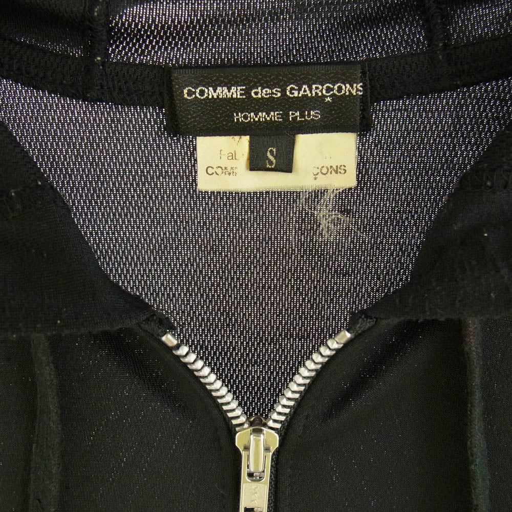 COMME des GARCONS HOMME PLUS コムデギャルソンオムプリュス AD2008 PC-T043 胸HP ロゴストーン ポリエステル フーデット ロング プルオーバー パーカー ブラック系 S【中古】