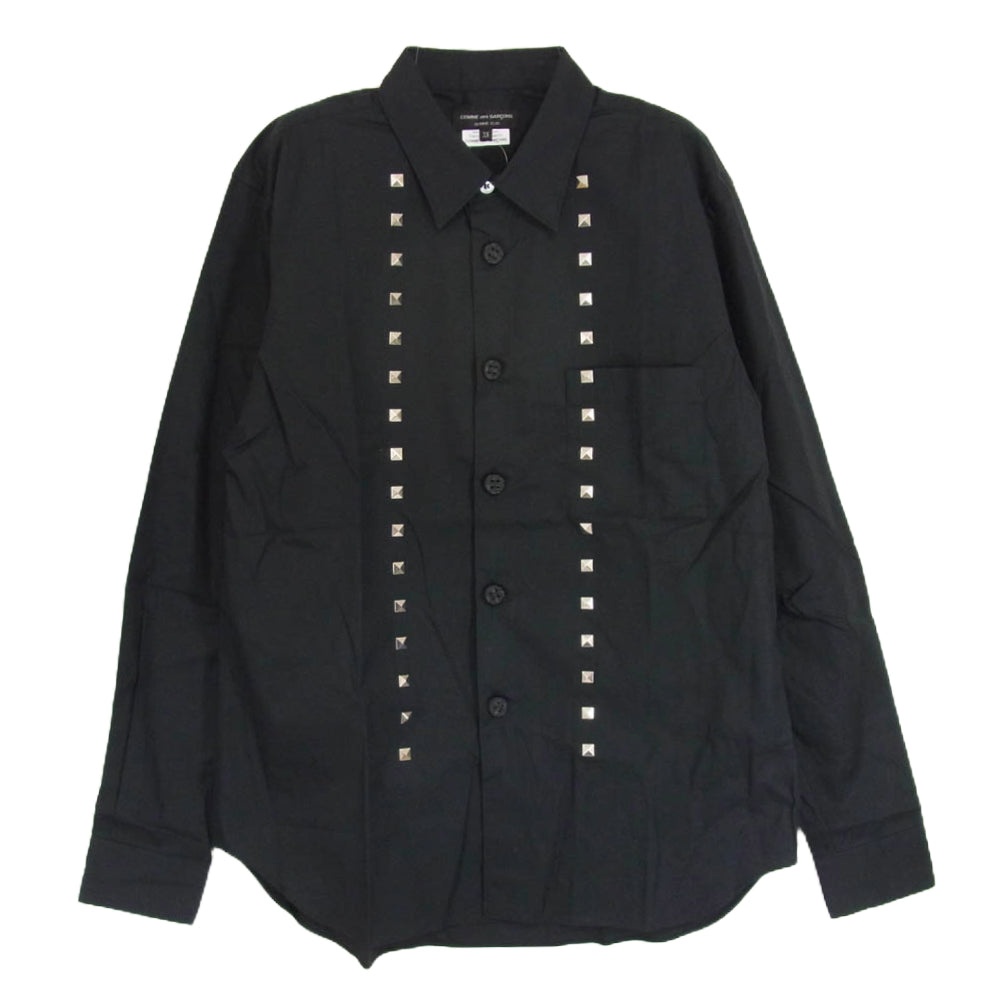 COMME des GARCONS HOMME PLUS コムデギャルソンオムプリュス AD2012 PK-B013 ラバーボタン スタッズ シャツ 長袖 ブラック系 XS【中古】