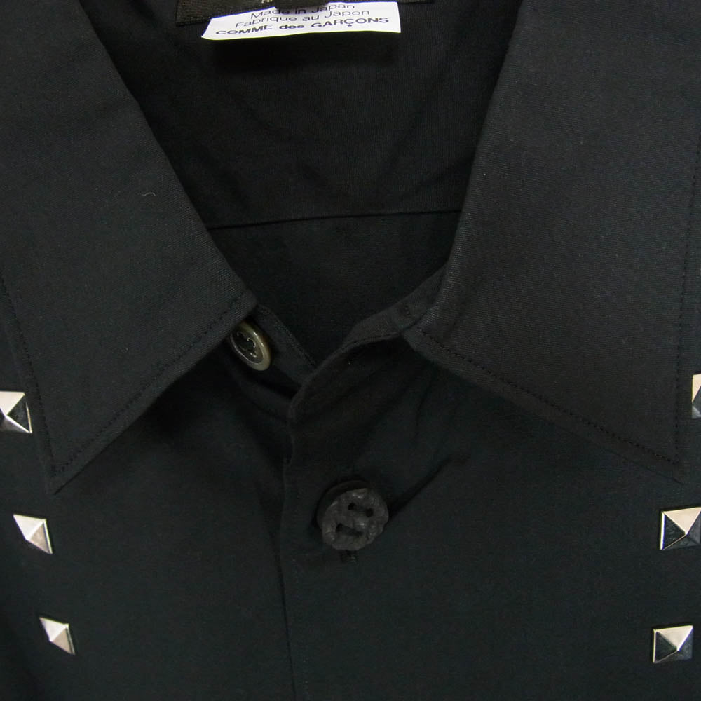 COMME des GARCONS HOMME PLUS コムデギャルソンオムプリュス AD2012 PK-B013 ラバーボタン スタッズ シャツ 長袖 ブラック系 XS【中古】