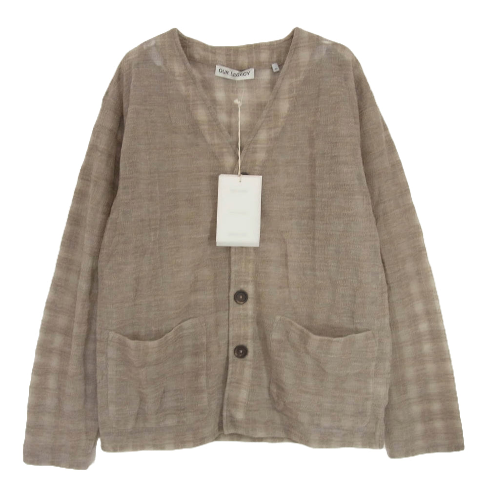アワーレガシー M2236CG Grey Disintegration Check CARDIGAN グレー ディスインテグレーション チェック カーディガン ブラウン系 48【極上美品】【中古】