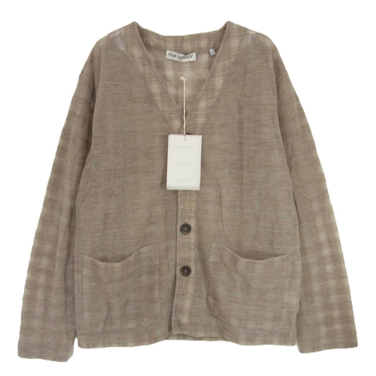 アワーレガシー M2236CG Grey Disintegration Check CARDIGAN グレー ディスインテグレーション チェック カーディガン ブラウン系 48【極上美品】【中古】