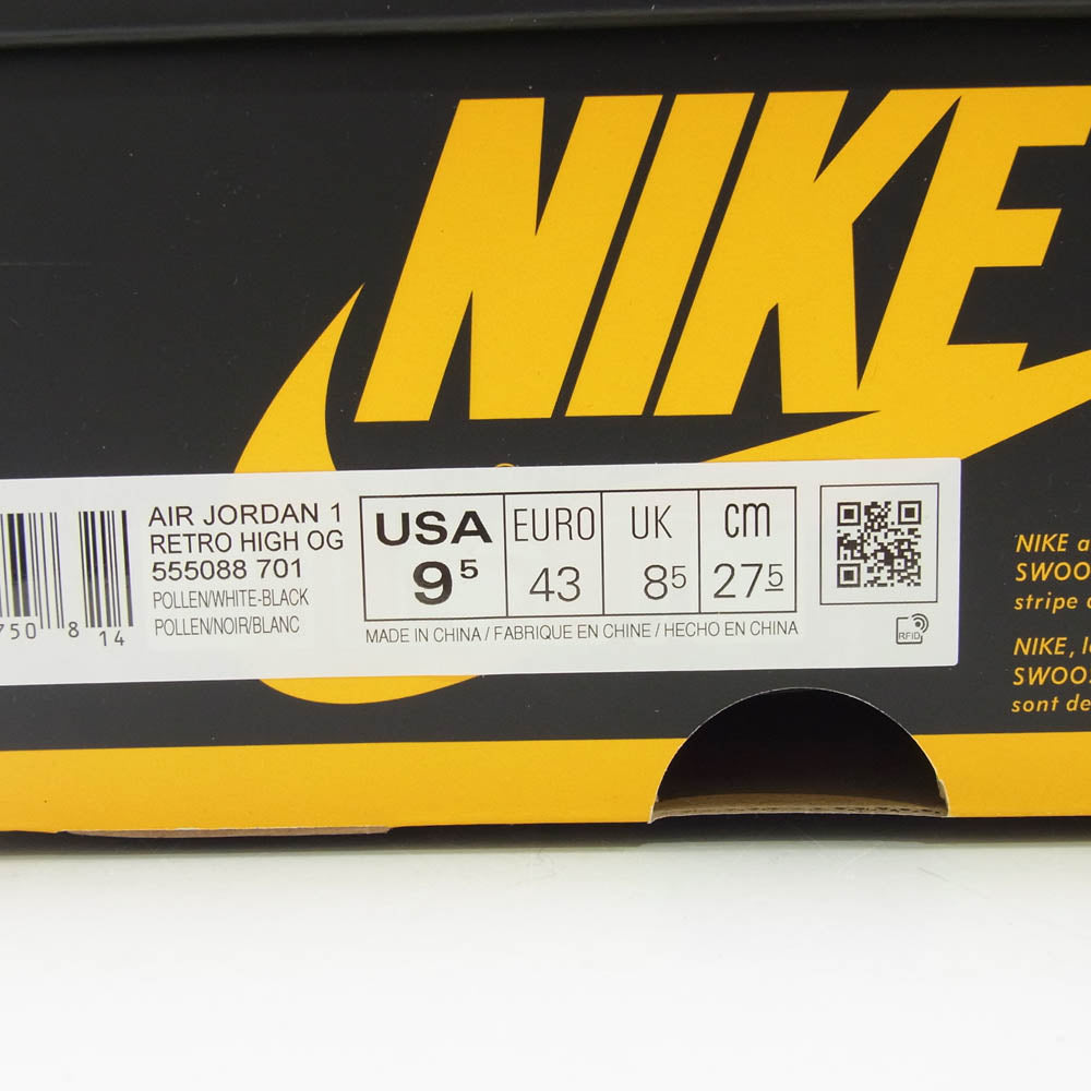 NIKE ナイキ 555088-701 Air Jordan 1 High OG Pollen エアジョーダン1 ハイ OG パラン スニーカー ブラック系 イエロー系 27.5cm【中古】
