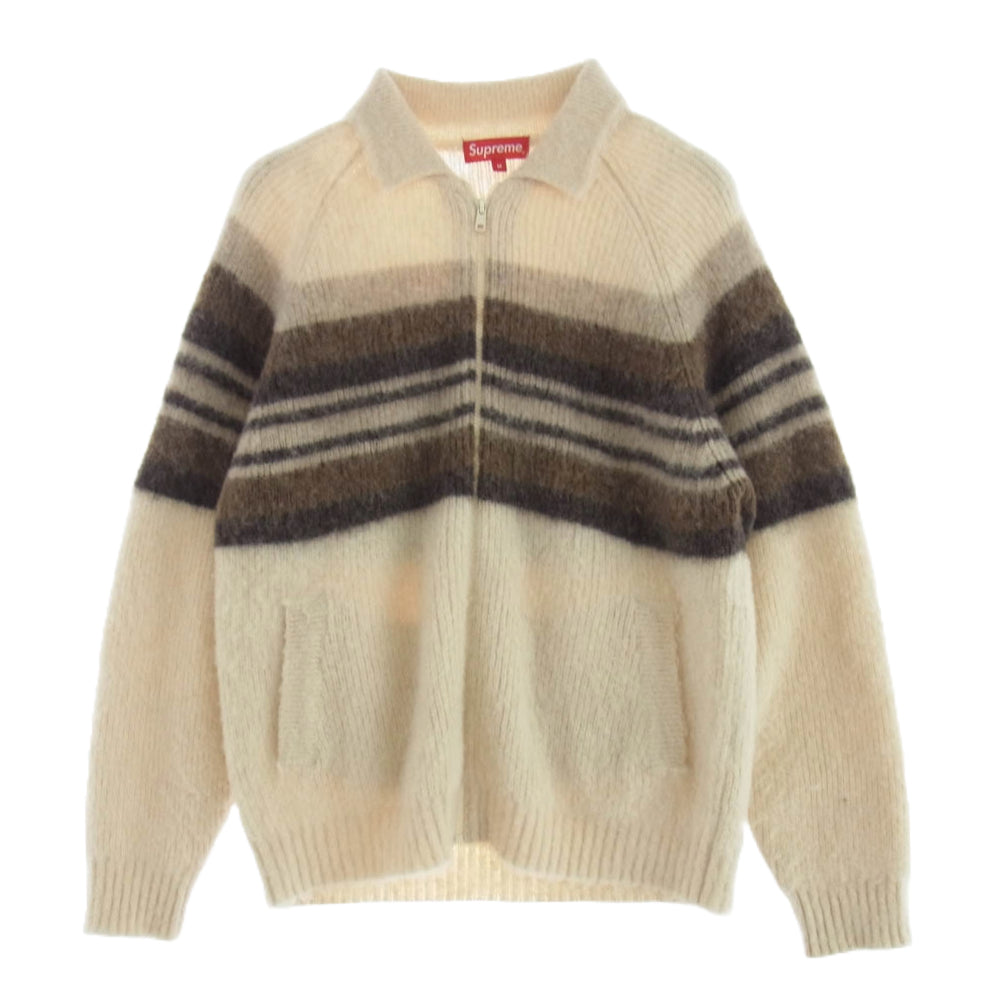 Supreme シュプリーム 19AW Brushed Wool ?Zip Up ?Sweater ブラッシュド ウールボーダーニットジップセーター マルチカラー系 M【中古】