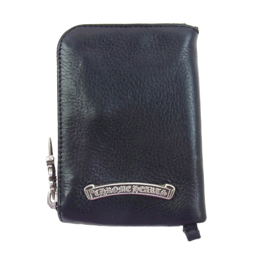 CHROME HEARTS クロムハーツ（原本無） TINY ZIP WALLET CEMETERY タイニー ジップ ウォレット セメタリー クロスパッチ レザー コインケース ブラック系【中古】